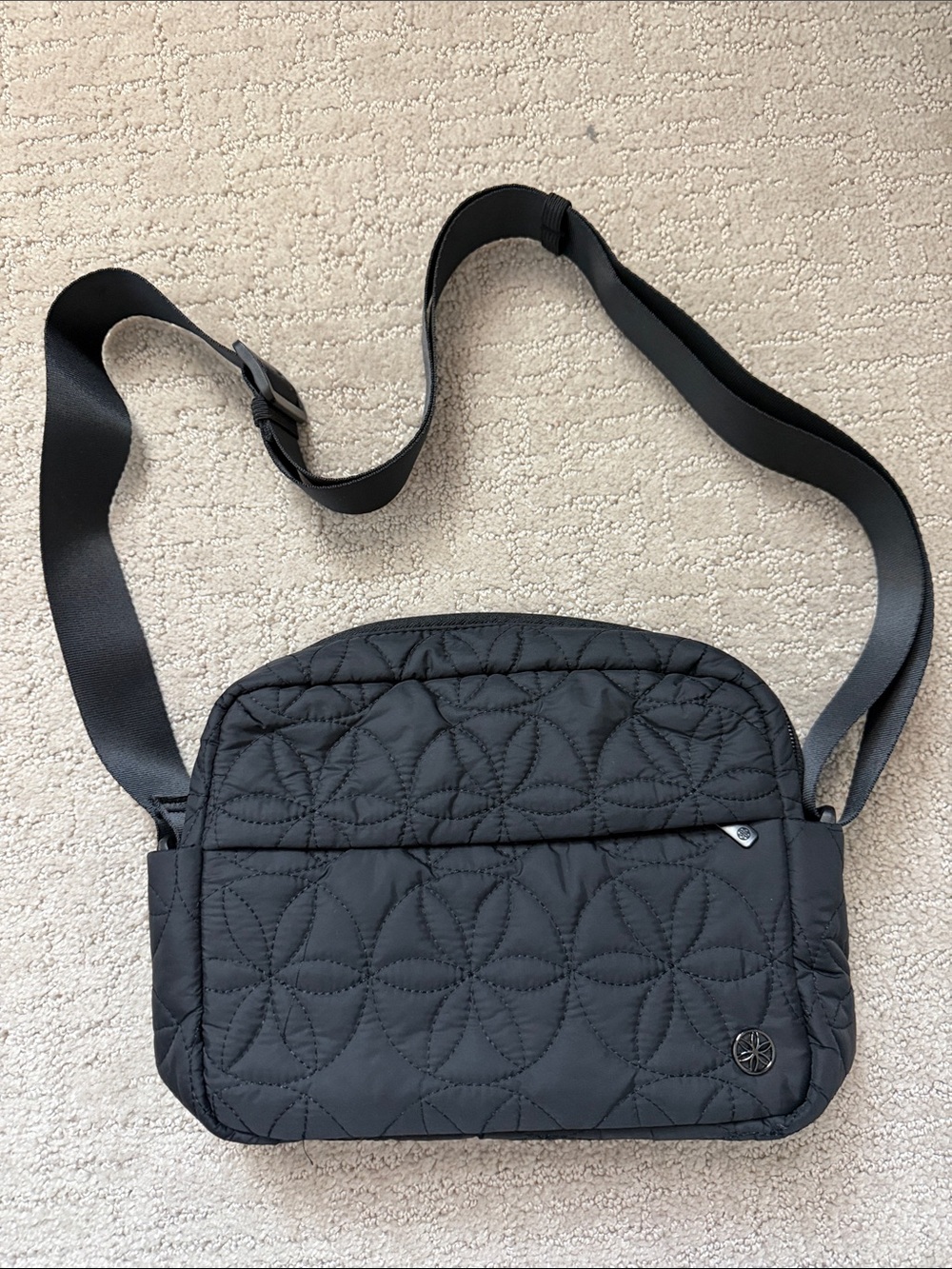 Gaiam Black Quilted Crossbody Bag